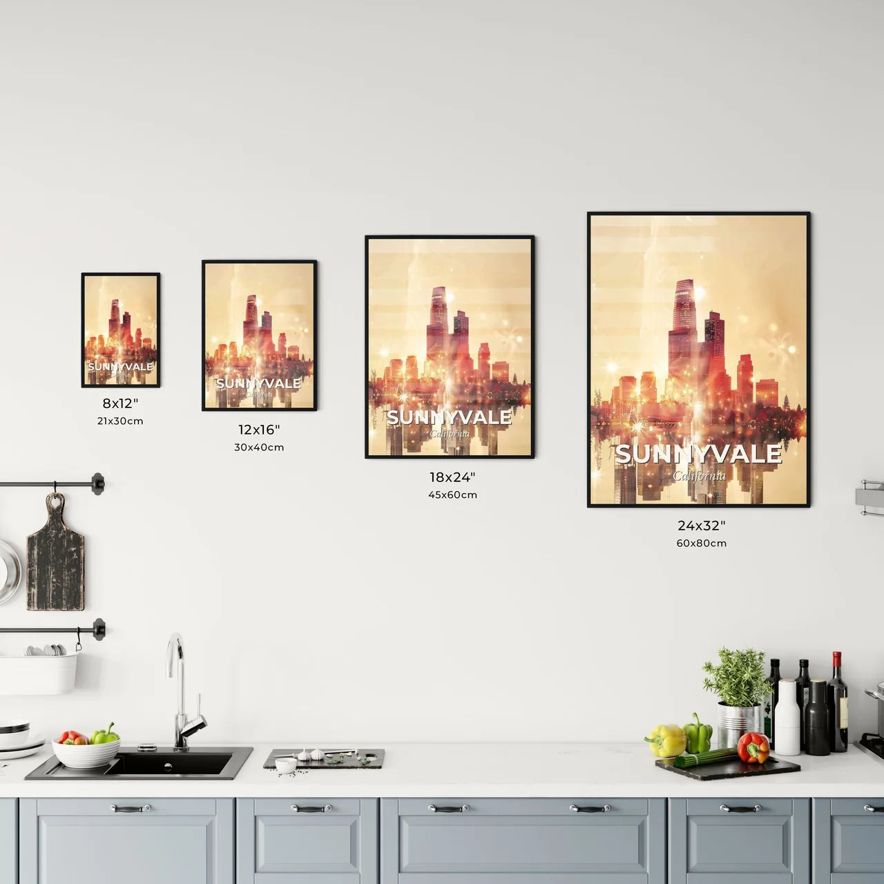 Sunnyvale Skyline Double Exposure City Art Office Art