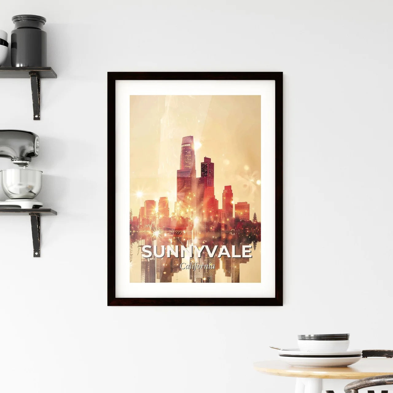 Sunnyvale Skyline Double Exposure City Art Framed Print