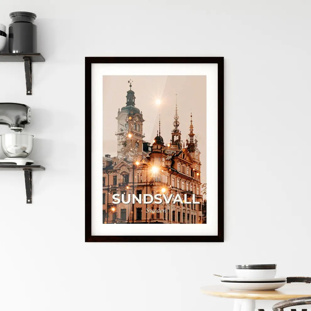 Sundsvall Skyline Double Exposure Composite Artwork Framed Print