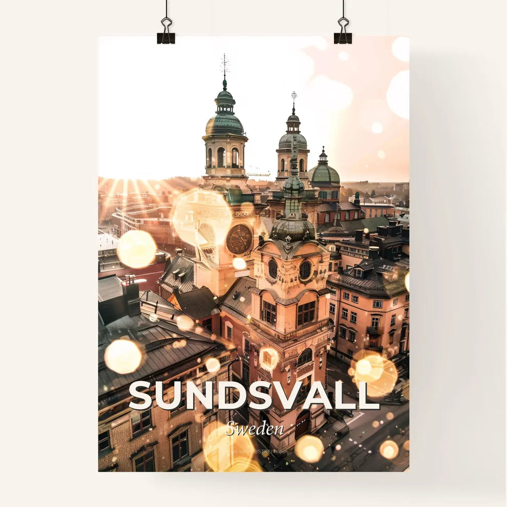 Sundsvall Skyline Double Exposure City Poster Art Poster