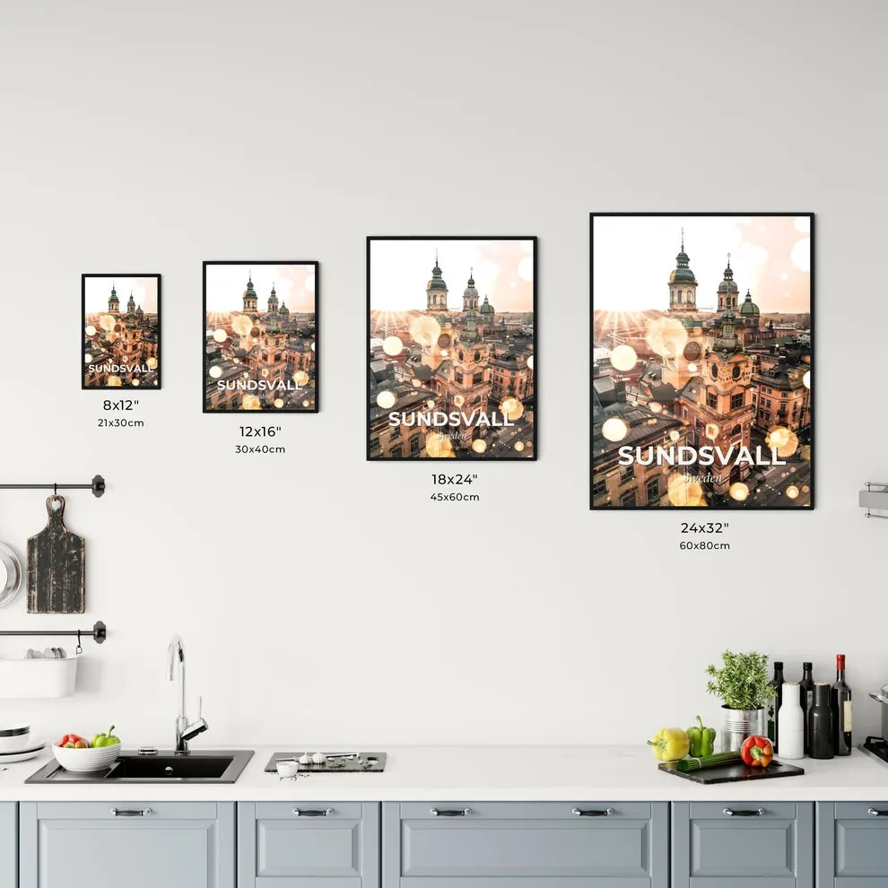 Sundsvall Skyline Double Exposure City Poster Art Office Art