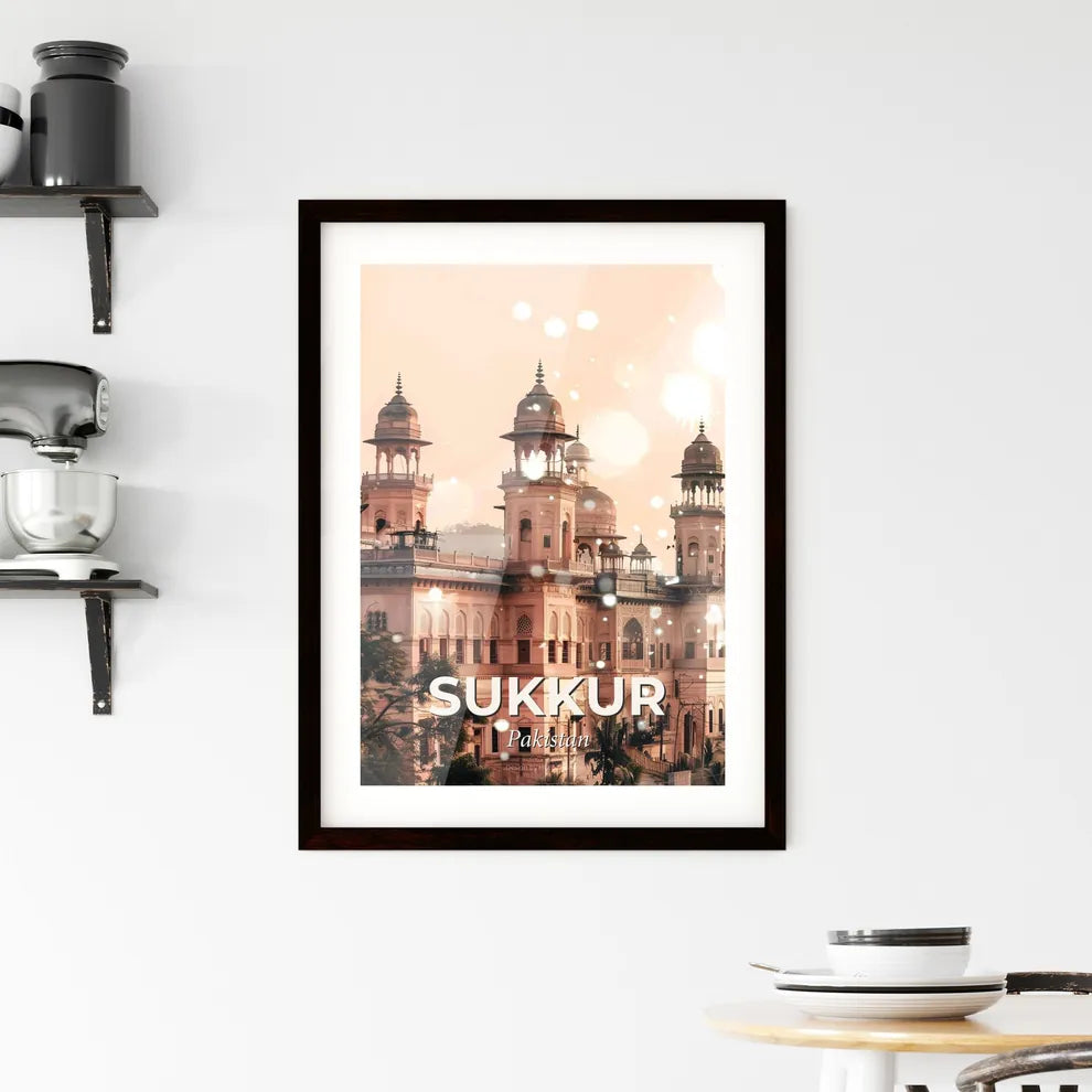 Sukkur Skyline Art: City Icons on Beige Framed Print