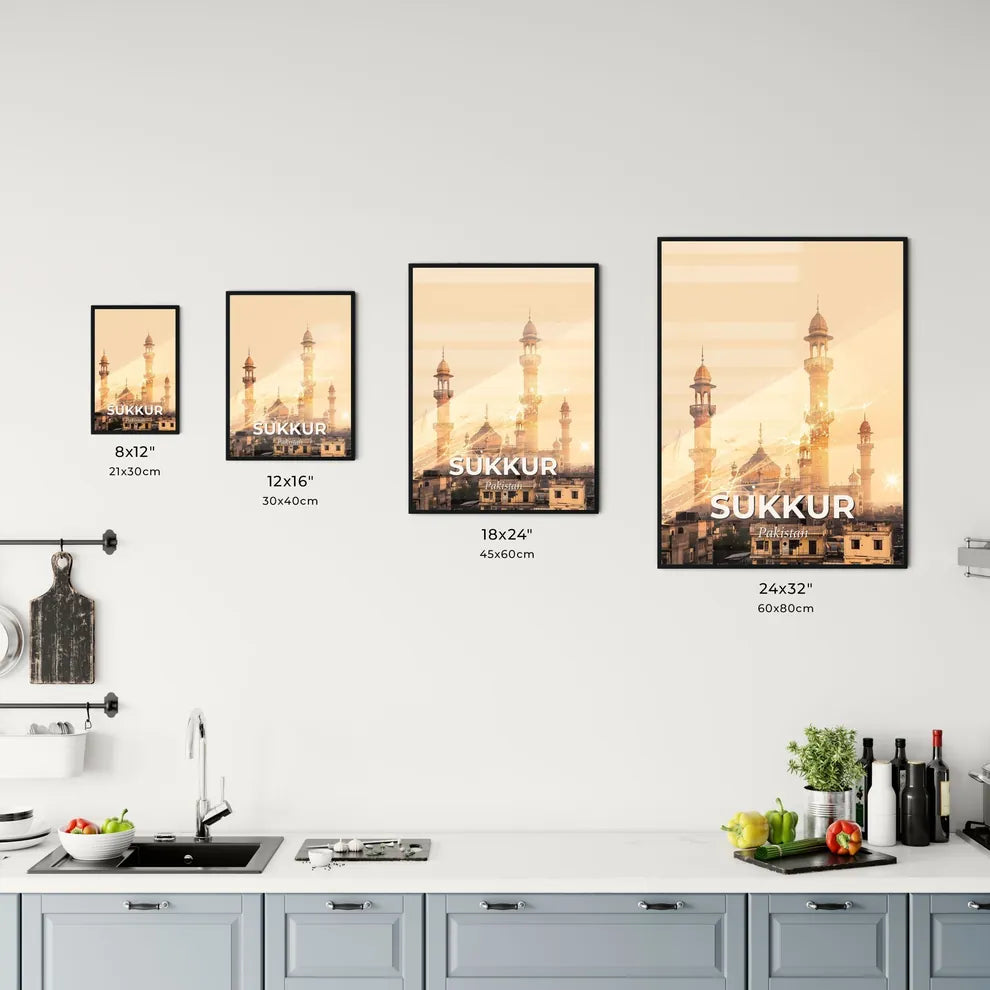 Sukkur Skyline Poster: Architectural Icons With Sparkle Office Art
