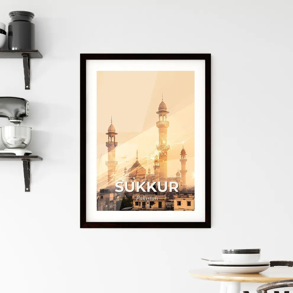 Sukkur Skyline Poster: Architectural Icons With Sparkle Framed Print