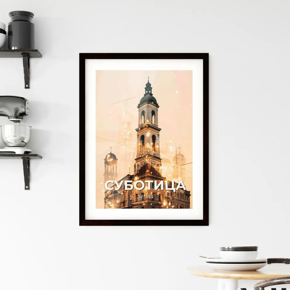 Subotica Skyline Silhouette Double Exposure Art Framed Print