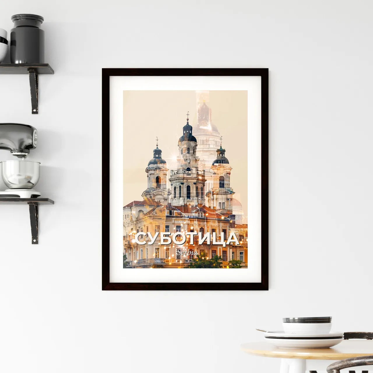 Subotica City Icons Skyline Poster Framed Print