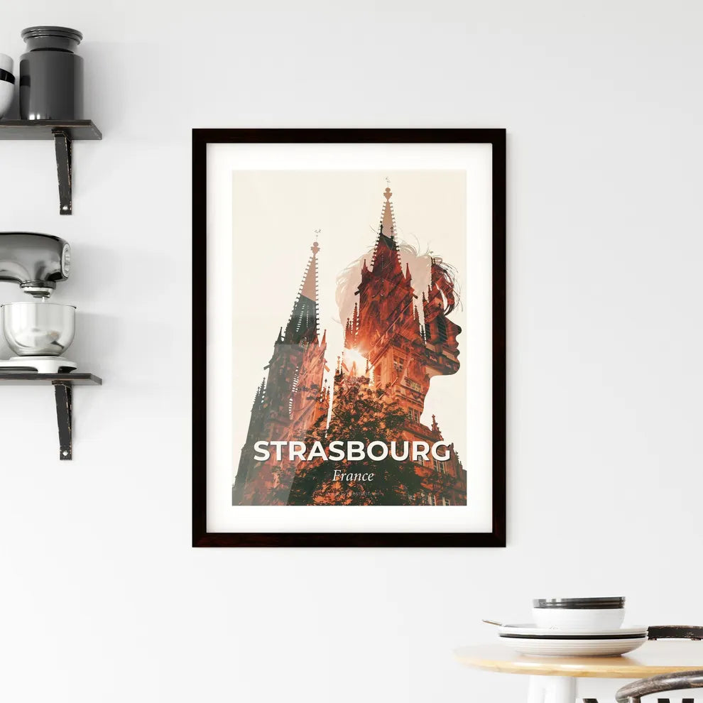 Strasbourg City Skyline Poster ArtBeige Framed Print