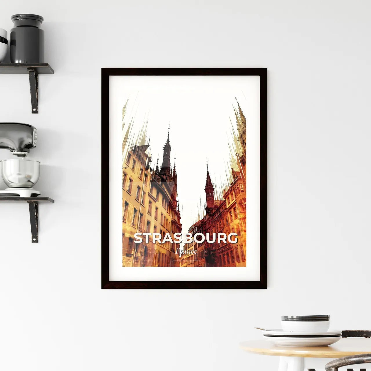 Strasbourg Sky Silhouette: Beige Elegance Framed Print