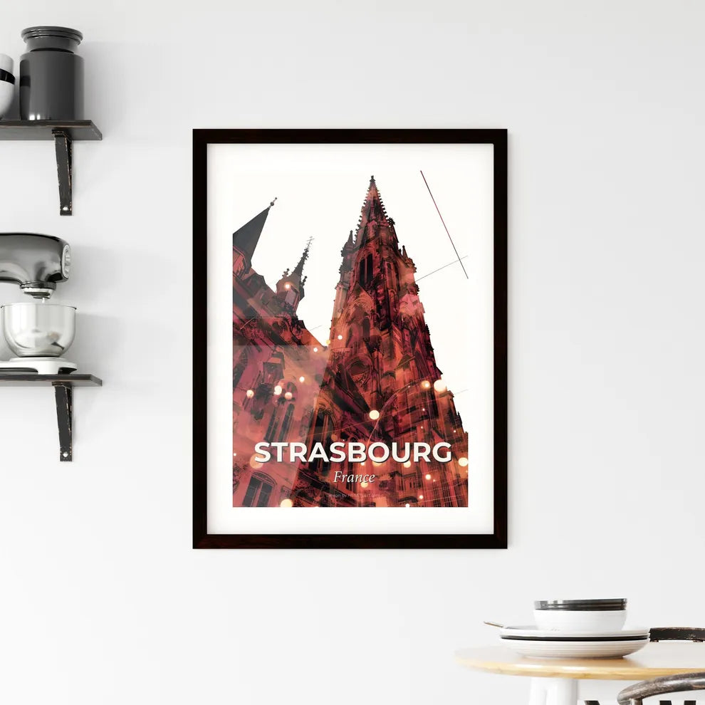 Strasbourg Skyline Double Exposure Poster Framed Print