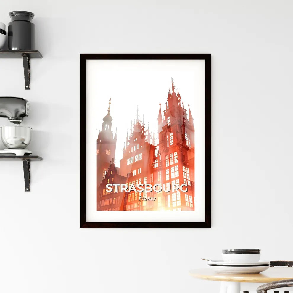 Strasbourg Skyline Composite Art Deco Poster Framed Print