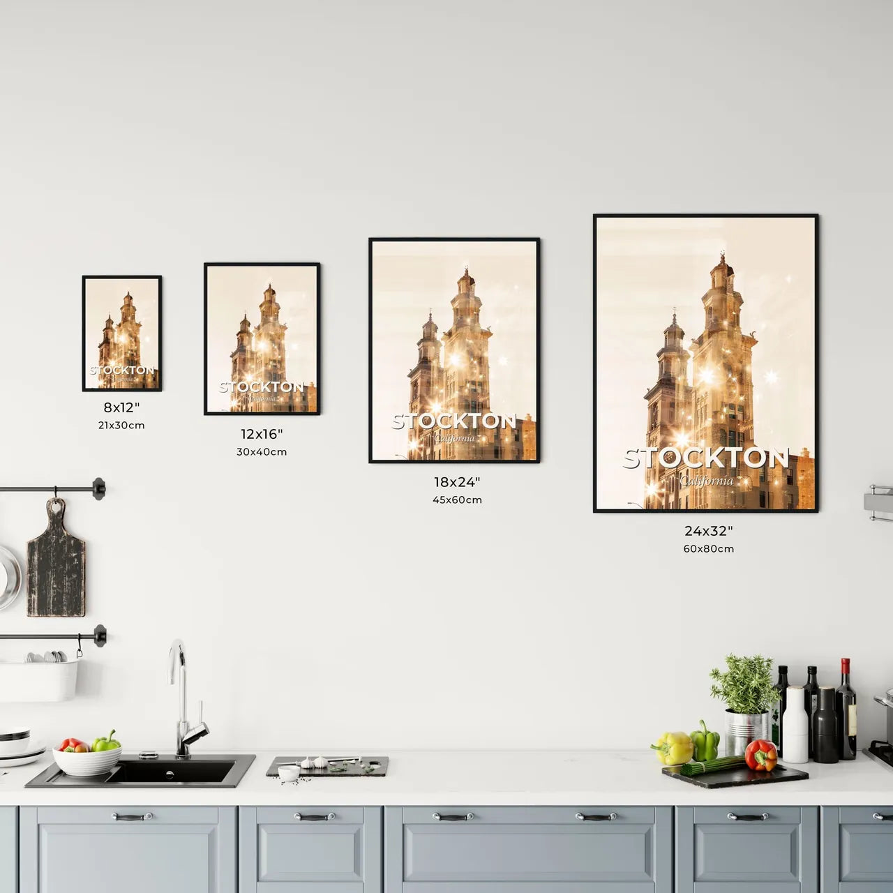 Stockton City Skyline Double Exposure Art Office Art