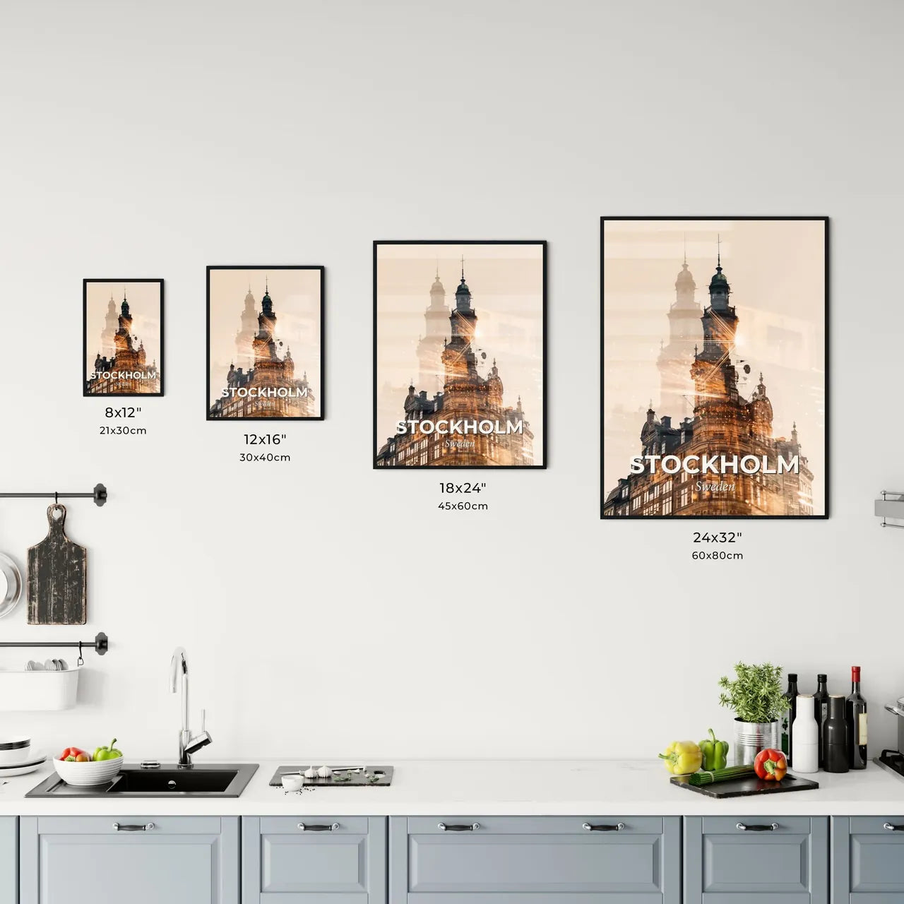 Stockholm City Lights Double Exposure Artwork Office Art