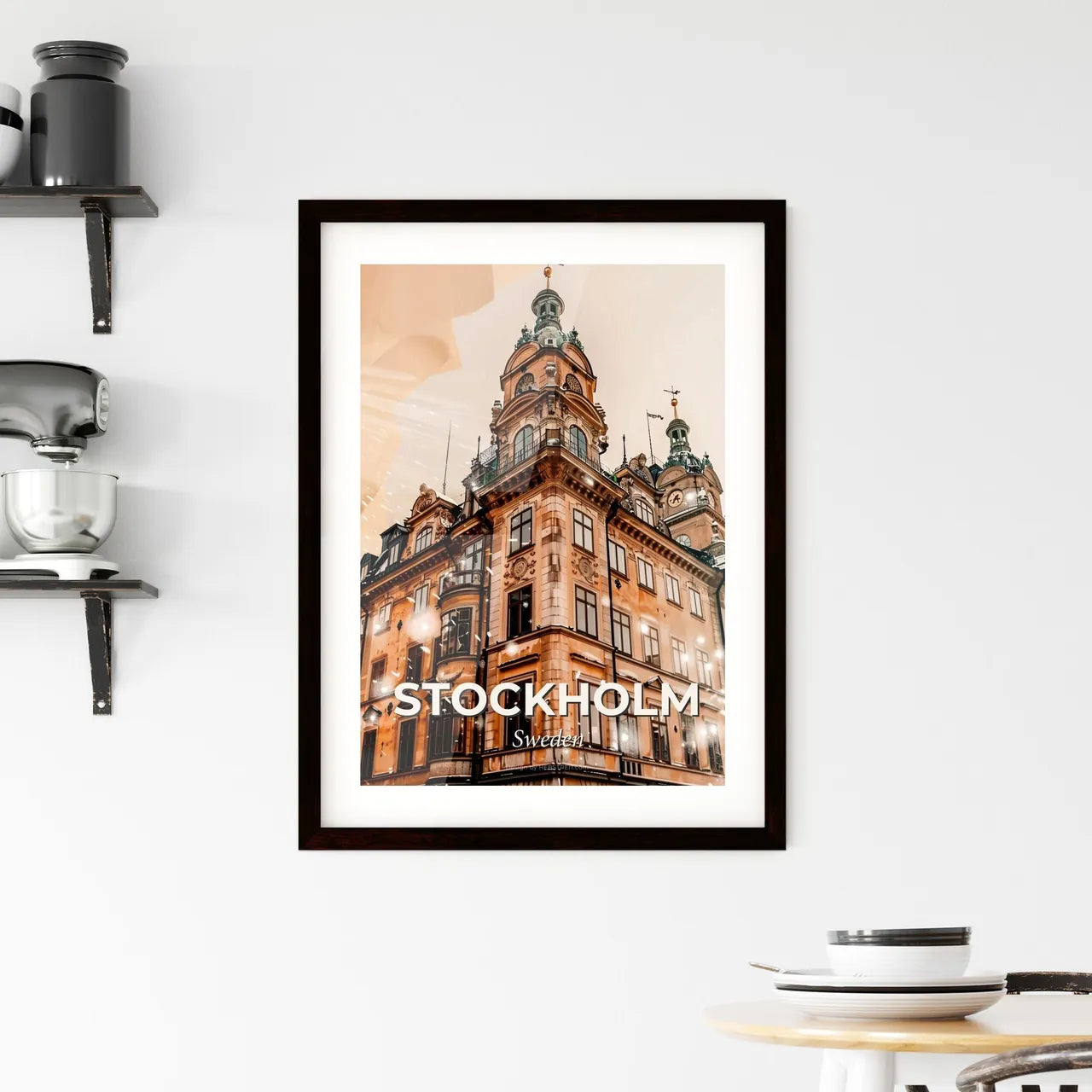Stockholm Skyline Double Exposure Art Poster Framed Print