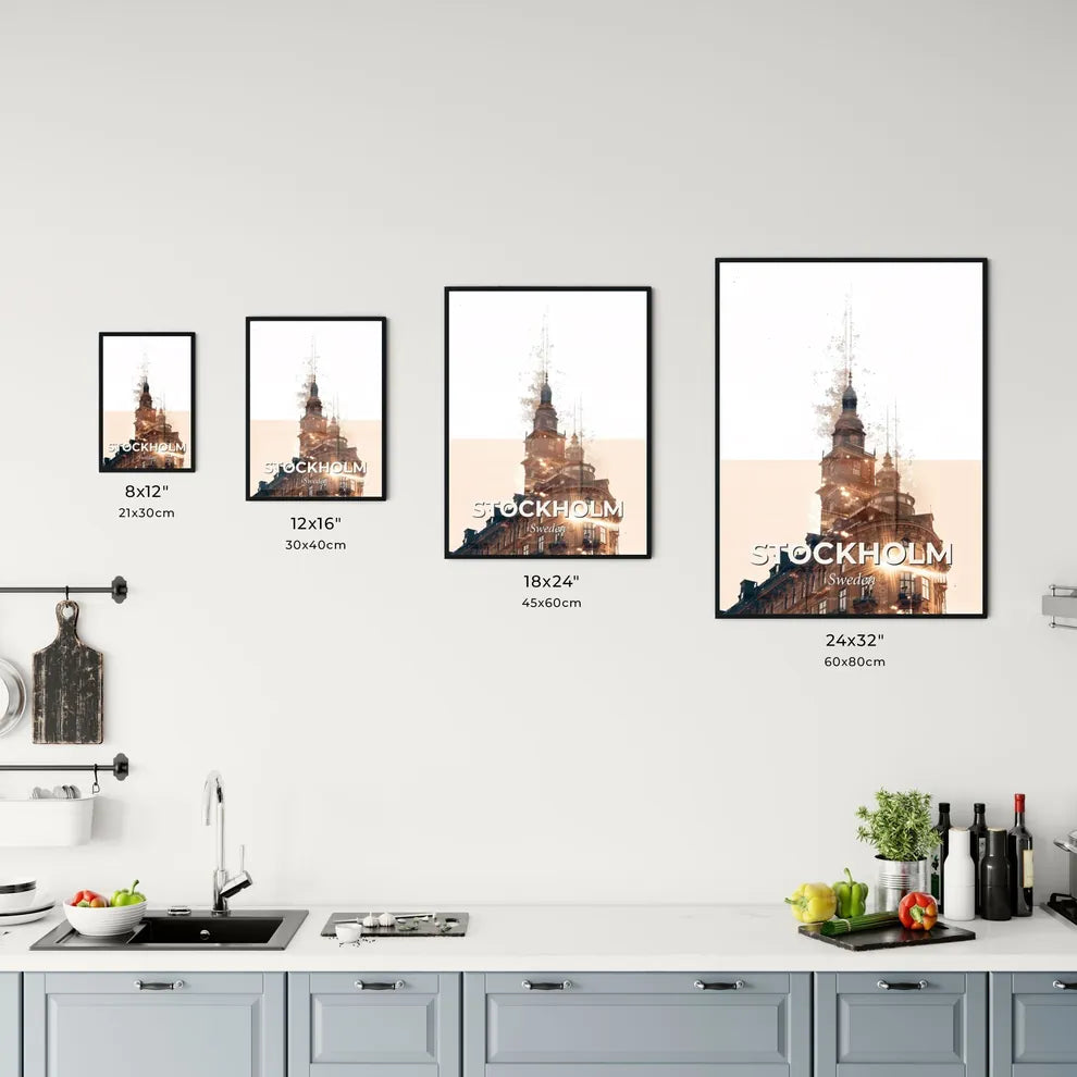 Stockholm: Double Exposure City Skyline Poster Office Art