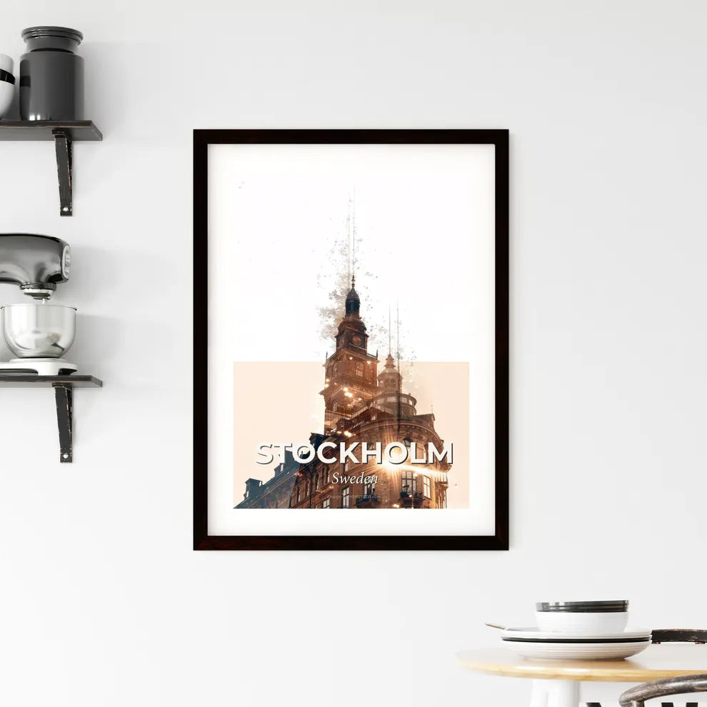 Stockholm: Double Exposure City Skyline Poster Framed Print