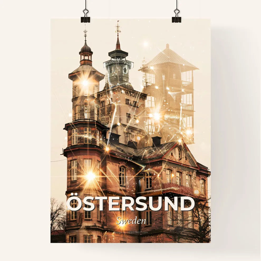 Östersund Skyline Composite Poster Art Beige Sparks Poster