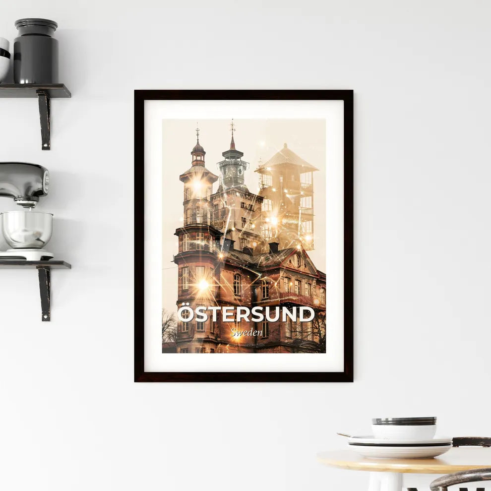 Östersund Skyline Composite Poster Art Beige Sparks Framed Print