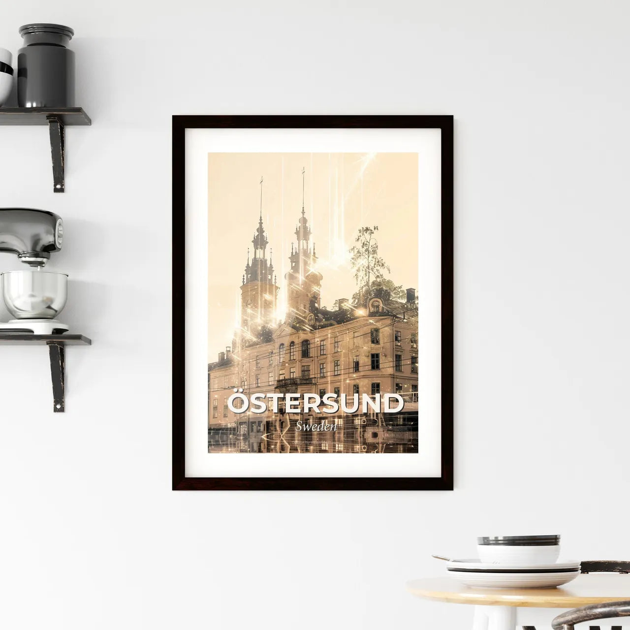 Östersund Skyline Composite Art Poster Framed Print