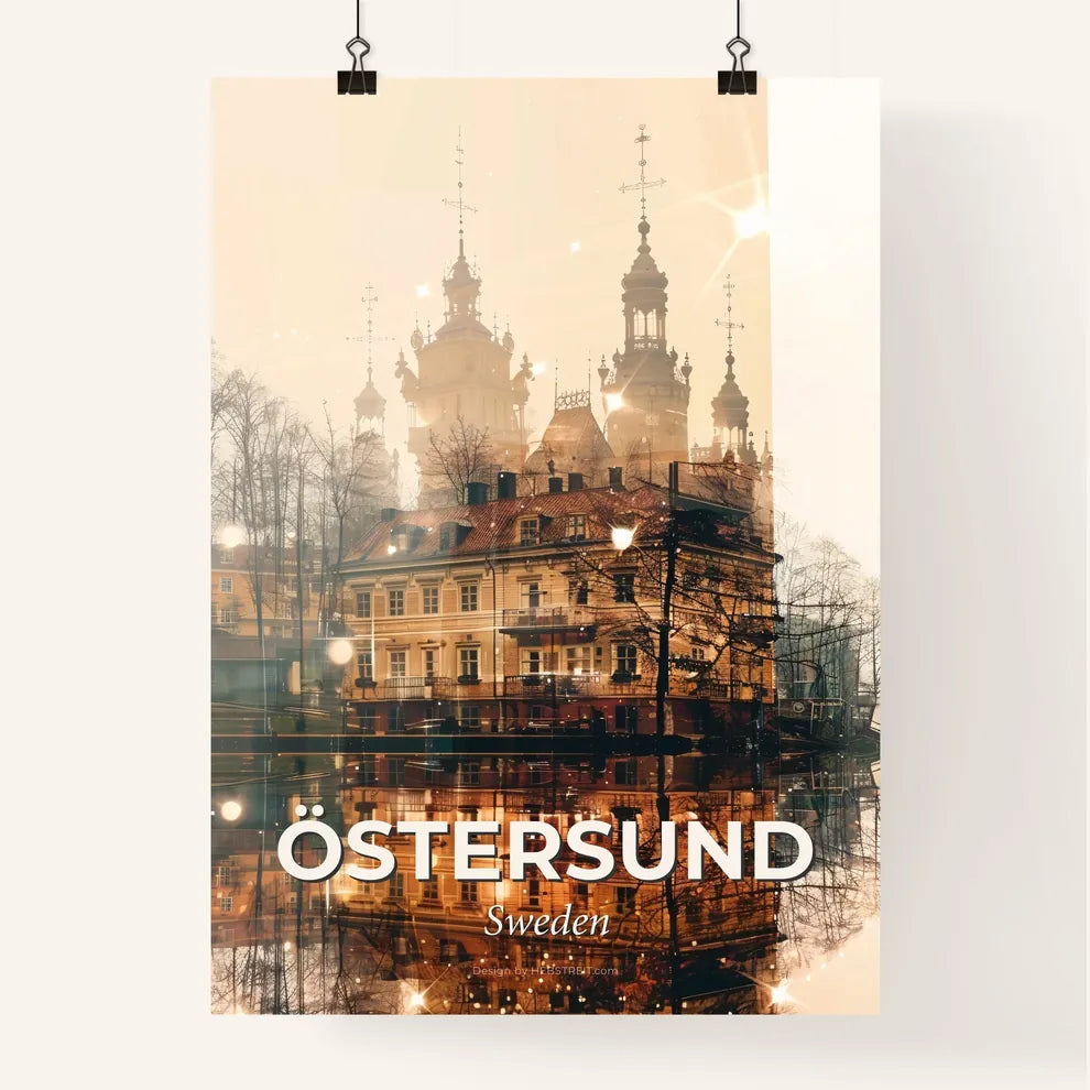 Östersund Skyline Cityscape Panorama Beige Poster Poster