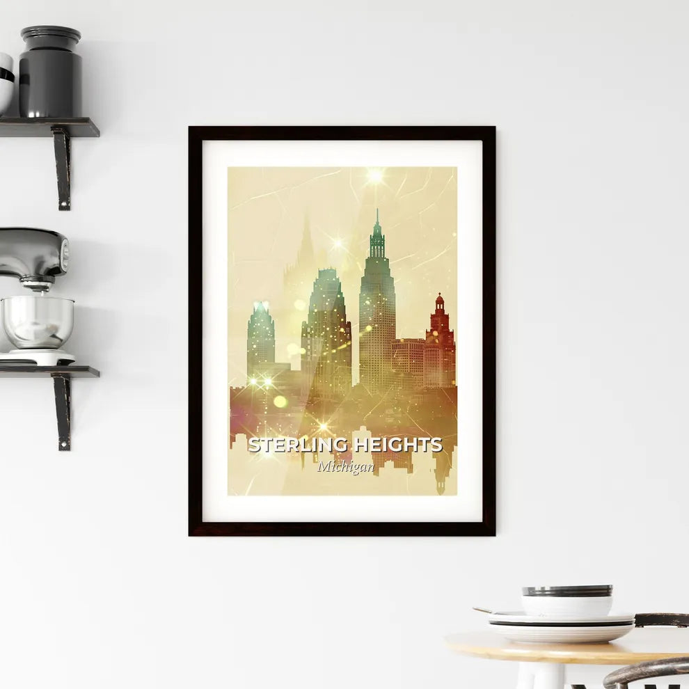 Sterling Heights Skyline Mosaic Masterpiece Framed Print