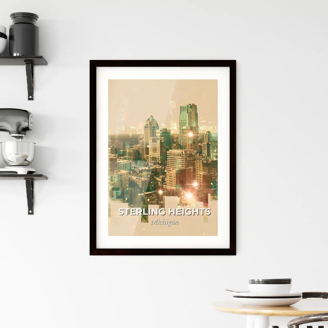Sterling Heights Skyline Composite Art Giclée Framed Print