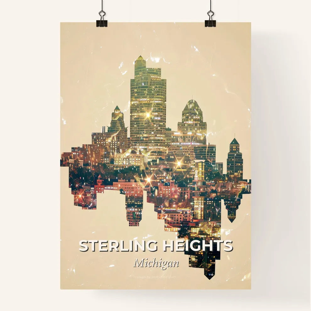 Sterling Heights Cityscape Composite Skyline Art Poster