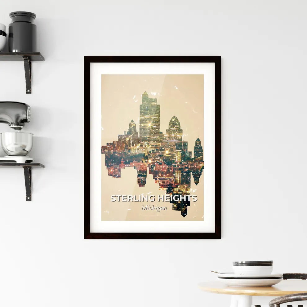 Sterling Heights Cityscape Composite Skyline Art Framed Print