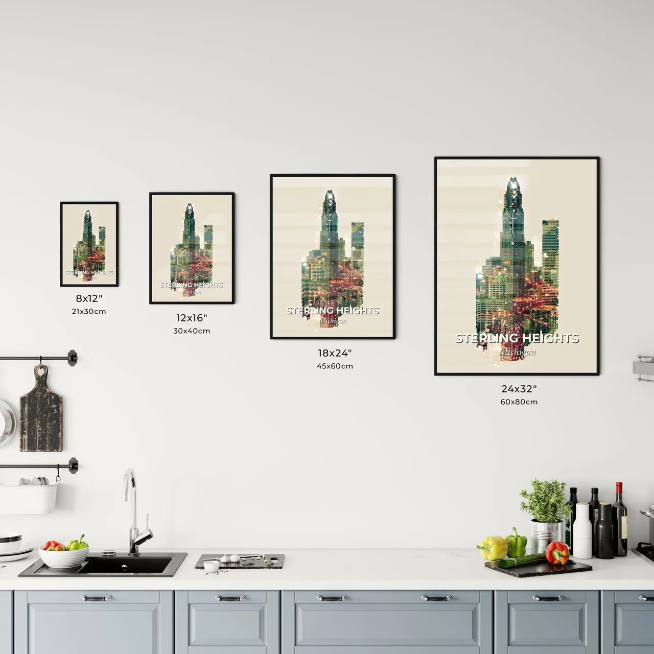 Sterling Heights: City Skyline Composite Art Office Art