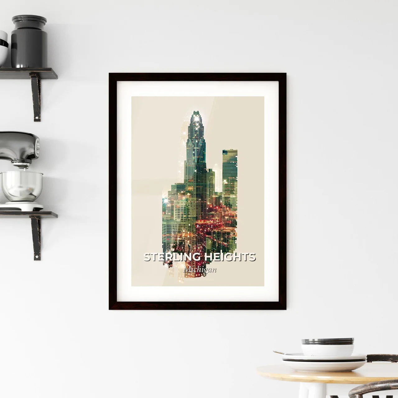 Sterling Heights: City Skyline Composite Art Framed Print