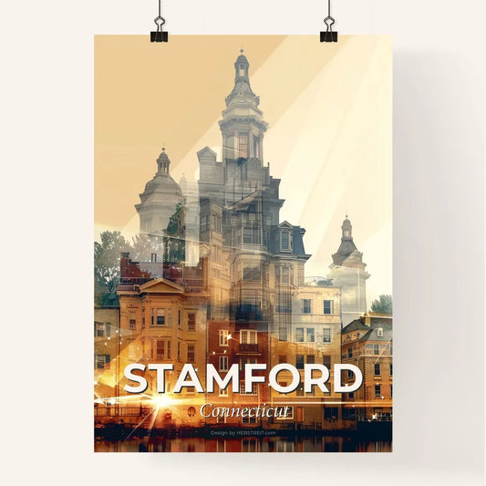 Stamford Skyline Double Exposure Art Poster Poster