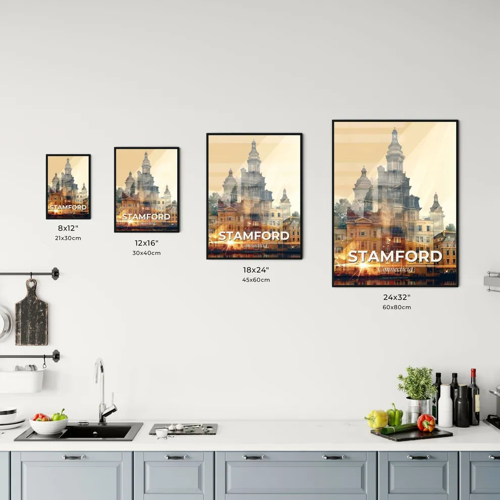 Stamford Skyline Double Exposure Art Poster Office Art
