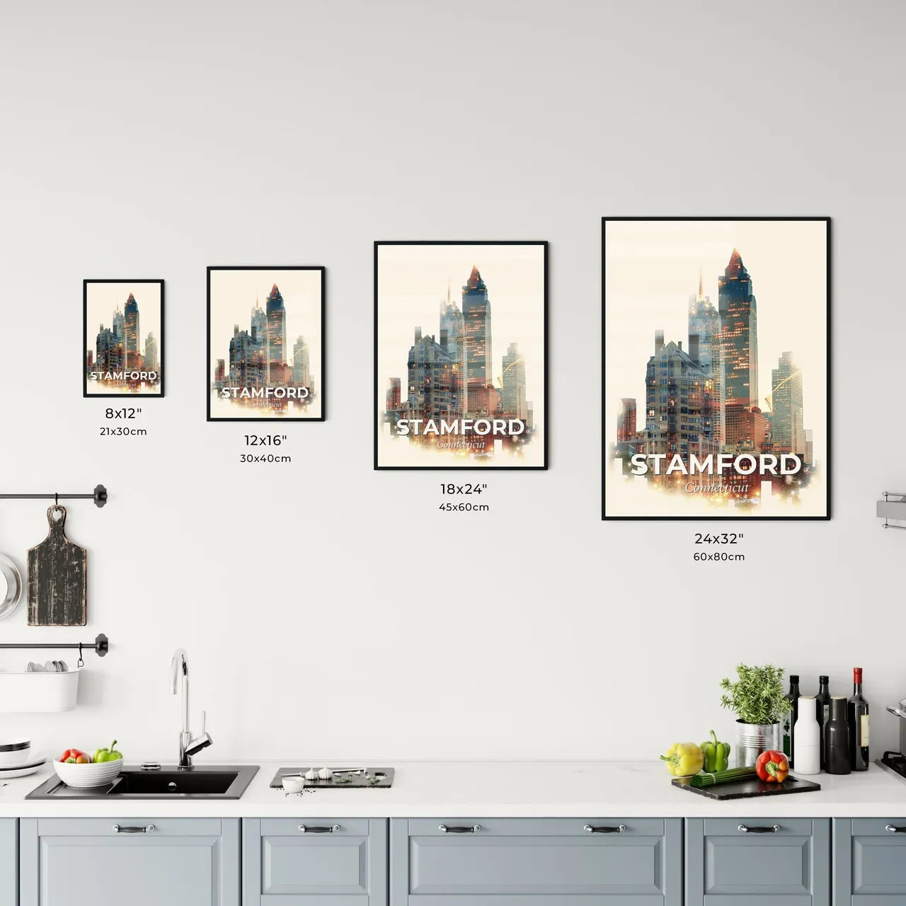 Stamford Skyline Cityscape Architecture Composite Art Poster Office Art