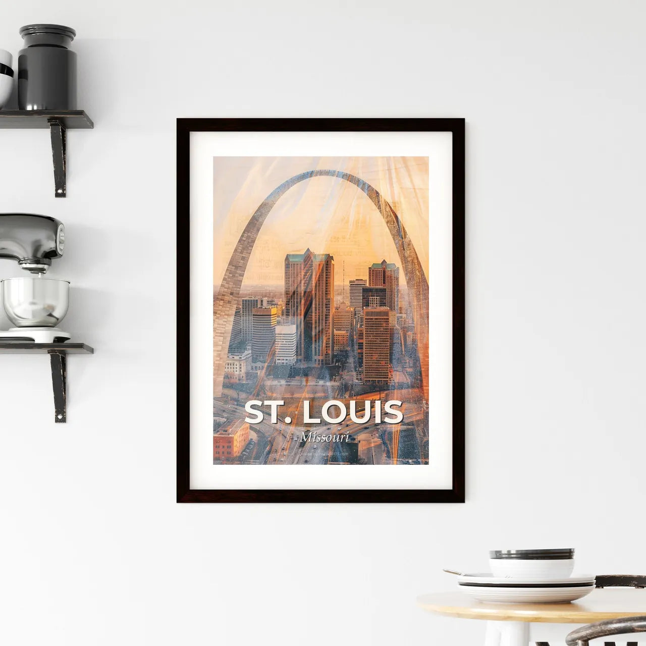 St. Louis Cityscape Skyline Composite Art Poster Framed Print