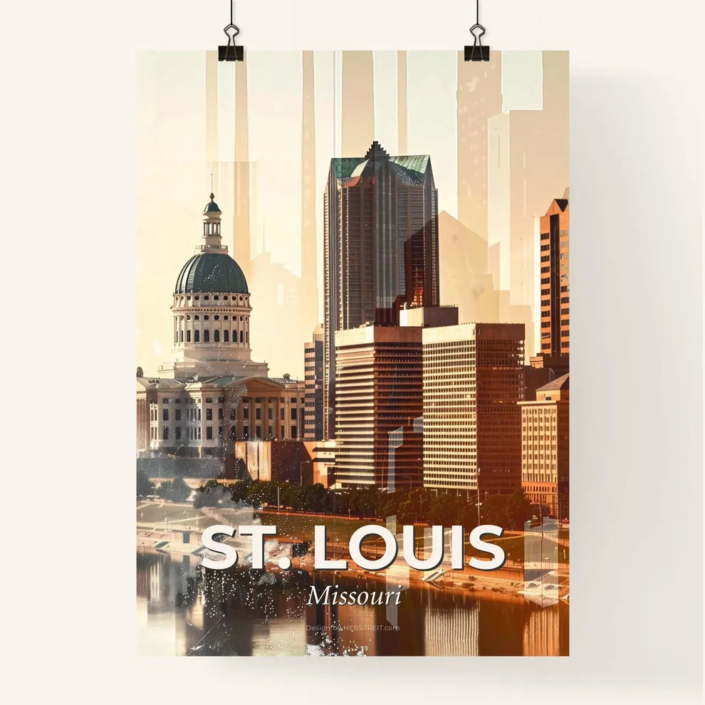 St. Louis City Skyline Double Exposure Art Poster