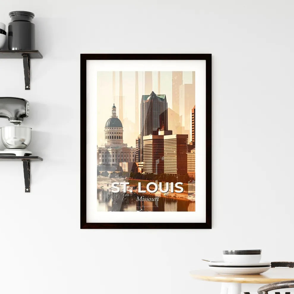 St. Louis City Skyline Double Exposure Art Framed Print