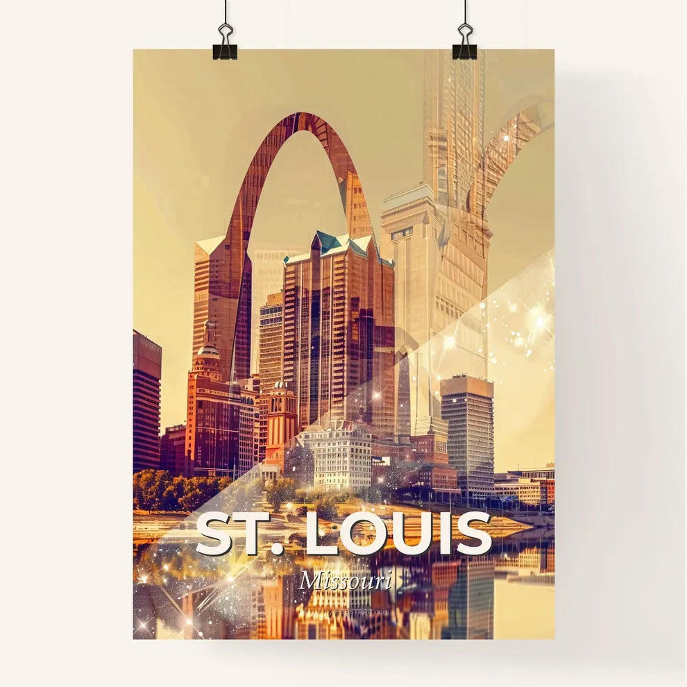 St. Louis: City Skyline Double Exposure Art Poster