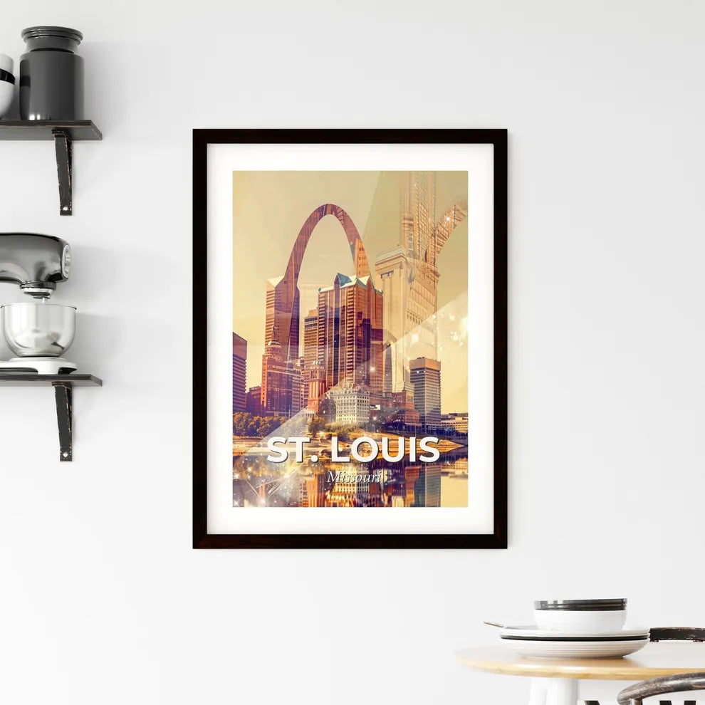St. Louis: City Skyline Double Exposure Art Framed Print