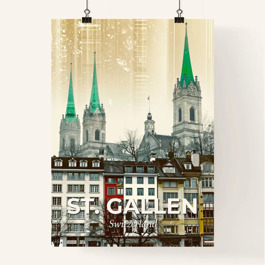 St. Gallen City Skyline Double Exposure Poster Poster