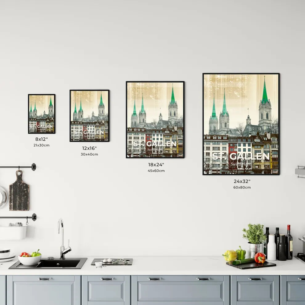 St. Gallen City Skyline Double Exposure Poster Office Art