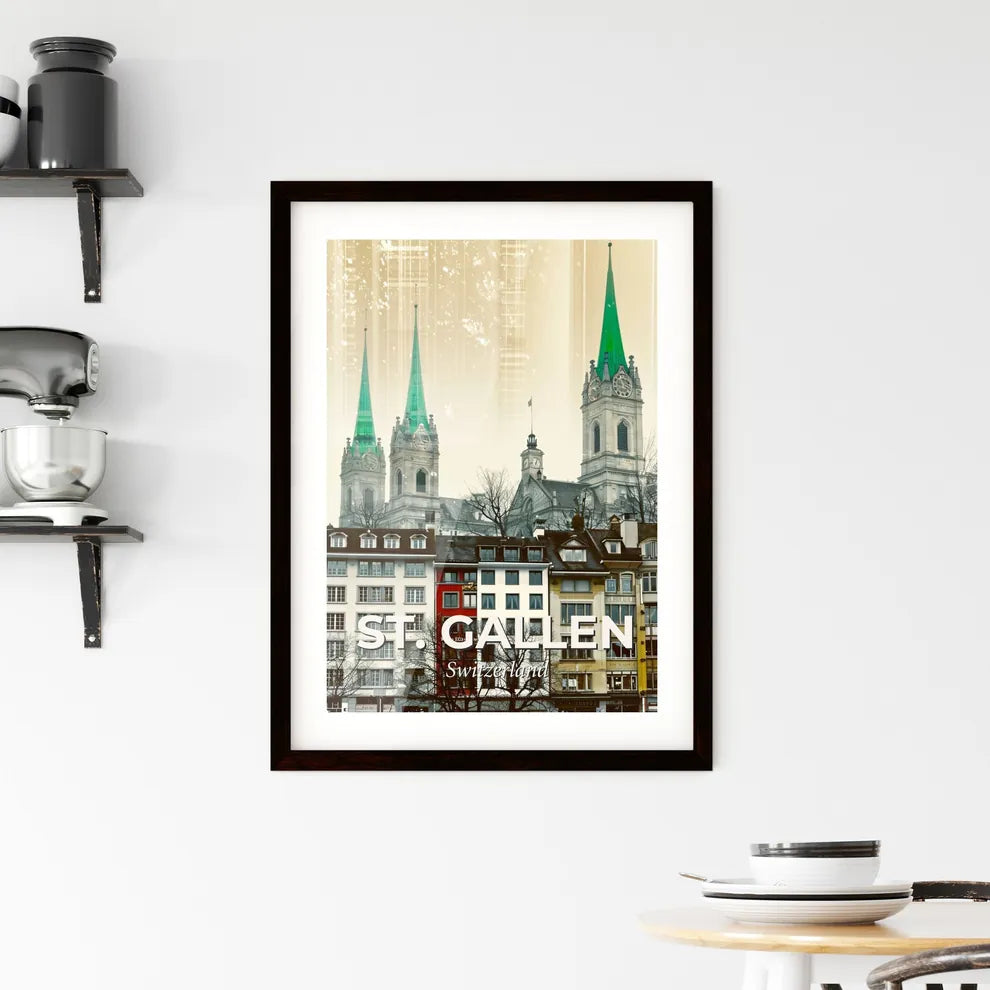 St. Gallen City Skyline Double Exposure Poster Framed Print