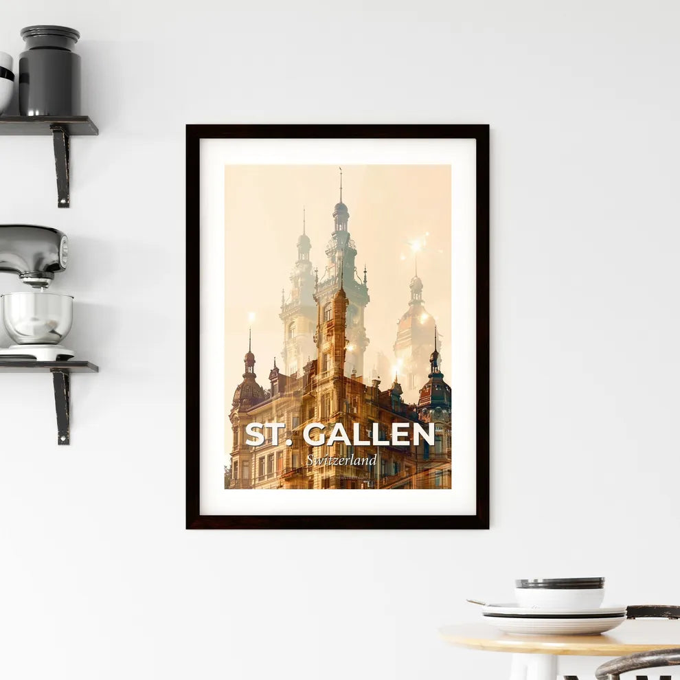 St. Gallen Cityscape Skyline Poster Art Framed Print
