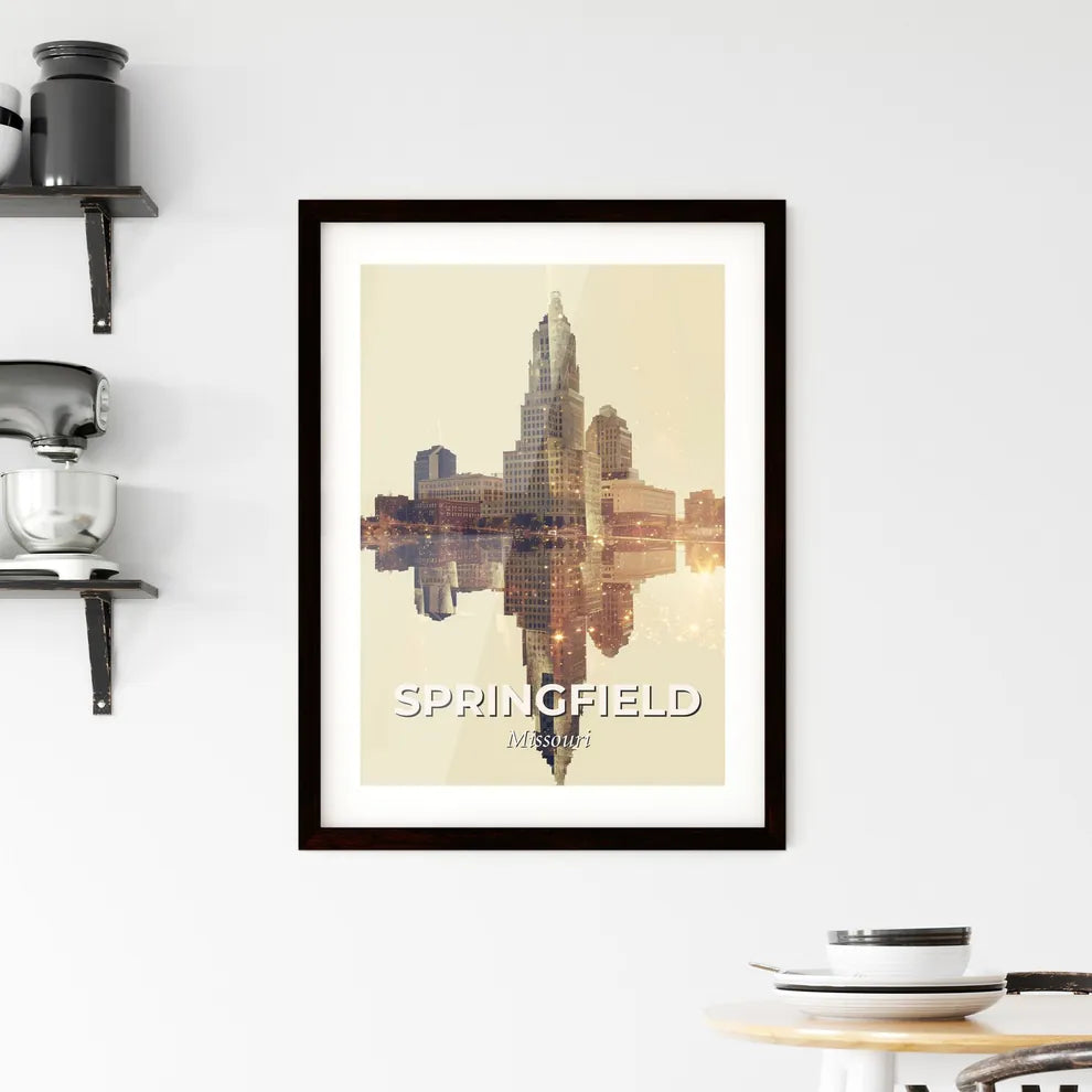 Springfield City Skyline in Double Exposure Framed Print