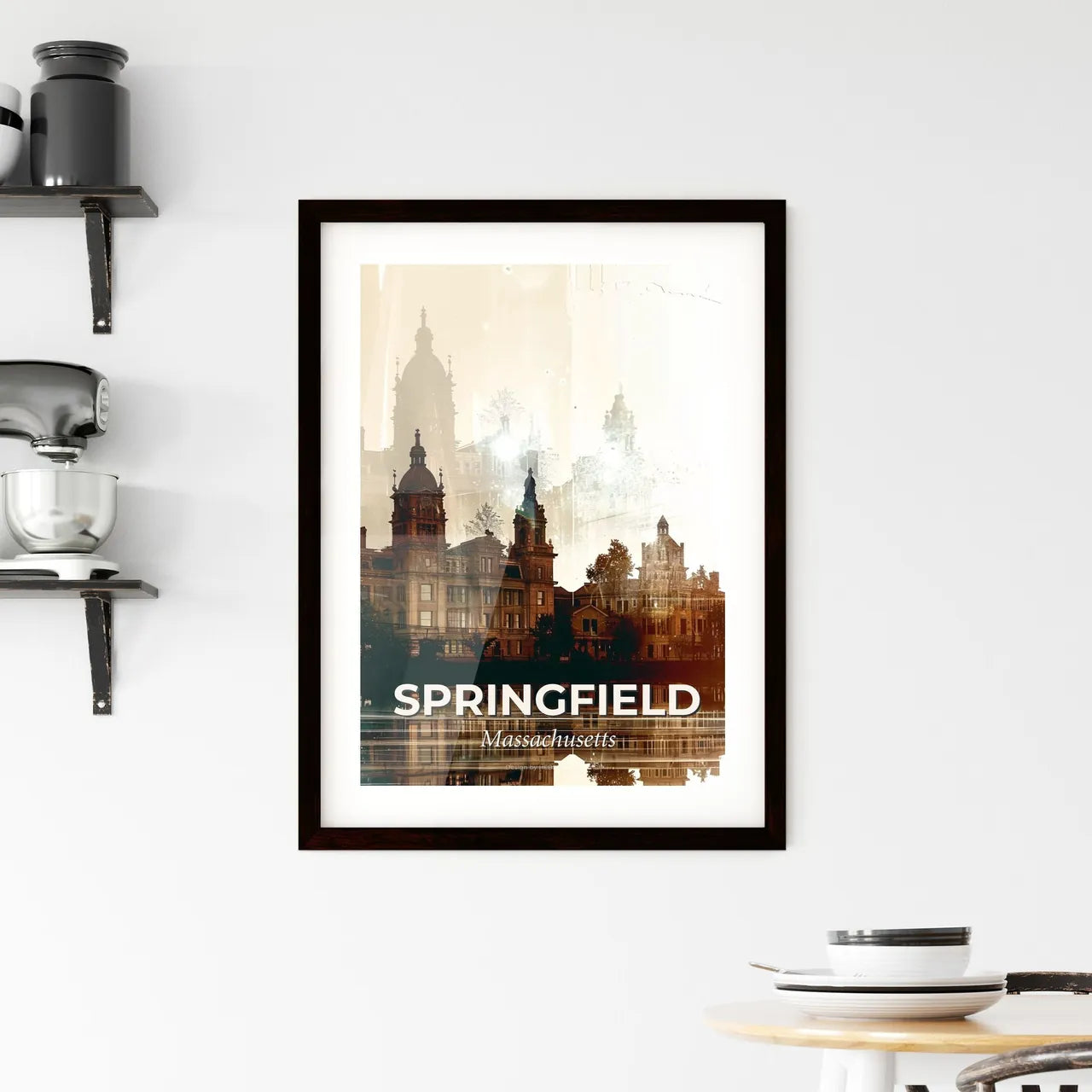 Springfield Skyline Bright Sparkles Local Glow Framed Print