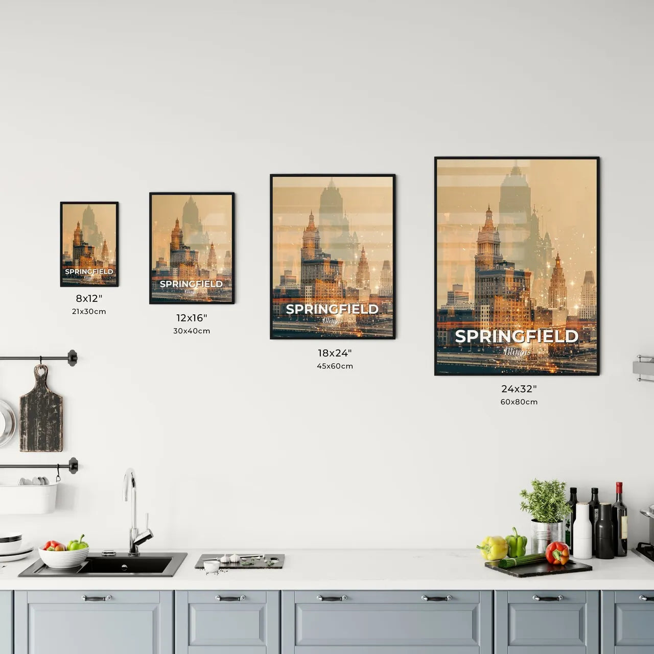 Springfield Illinois Skyline Poster Art Office Art