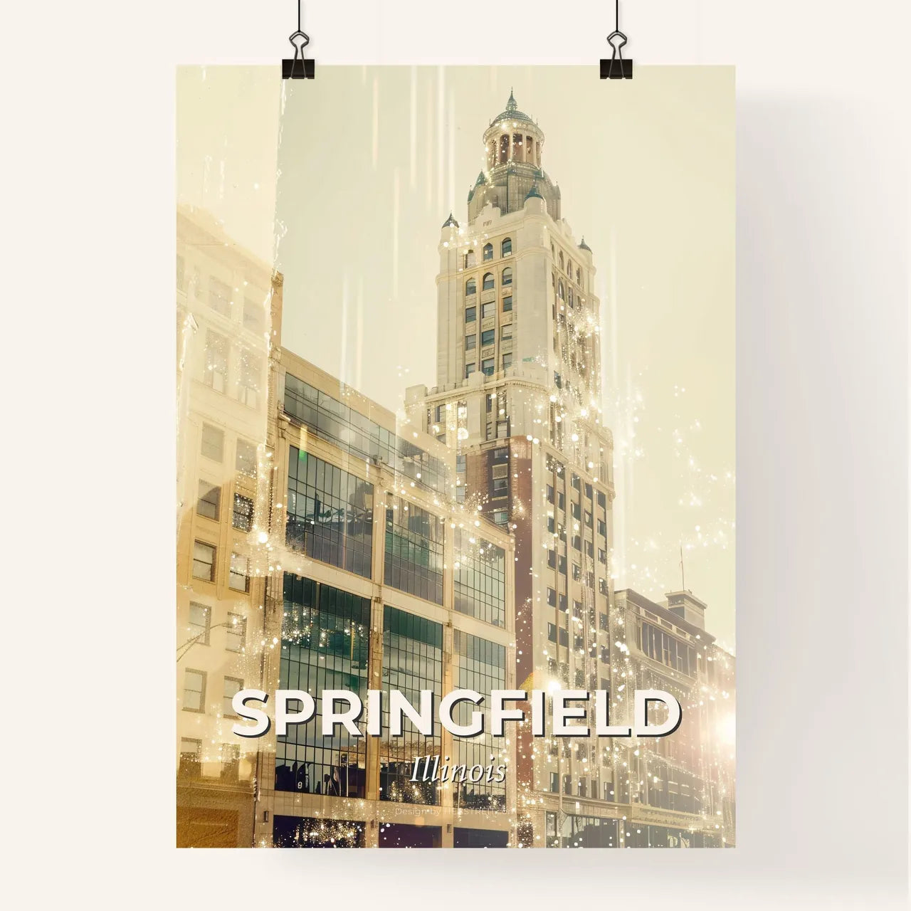 Springfield City Night Skyline Art Deco Poster Poster