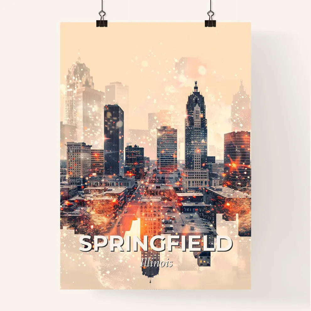 Springfield Illinois City Lights Skyline Poster Poster