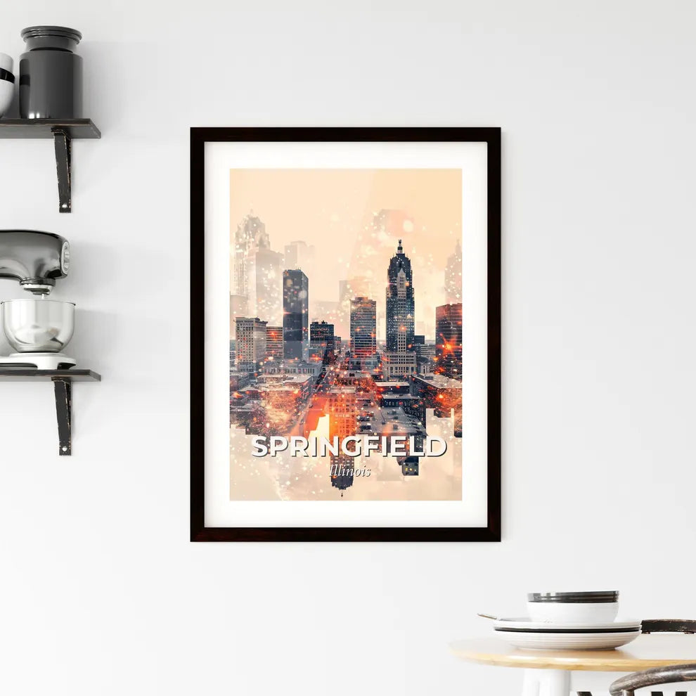 Springfield Illinois City Lights Skyline Poster Framed Print