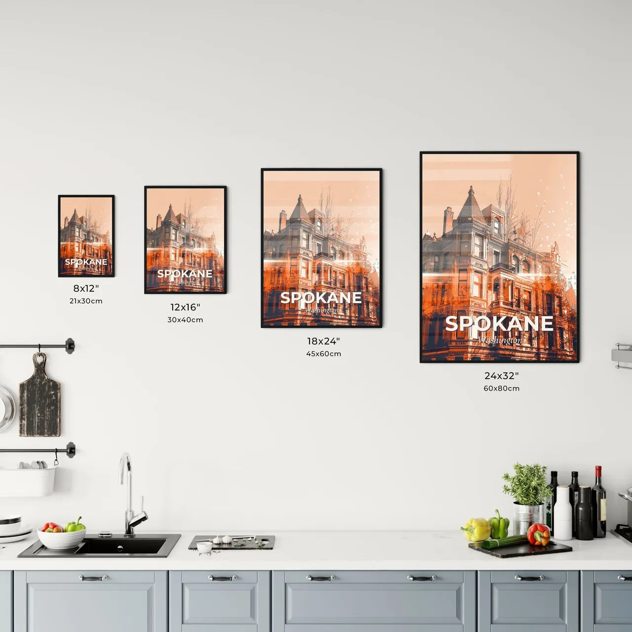 Spokane Skyline Double Exposure Art Poster Office Art