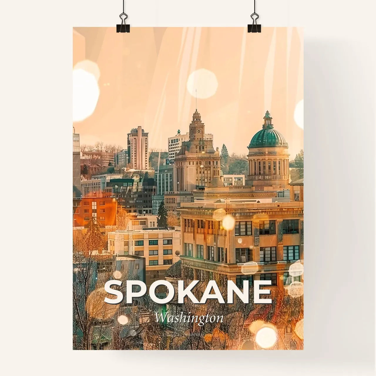Spokane: City Lights and Architecture Art Poster