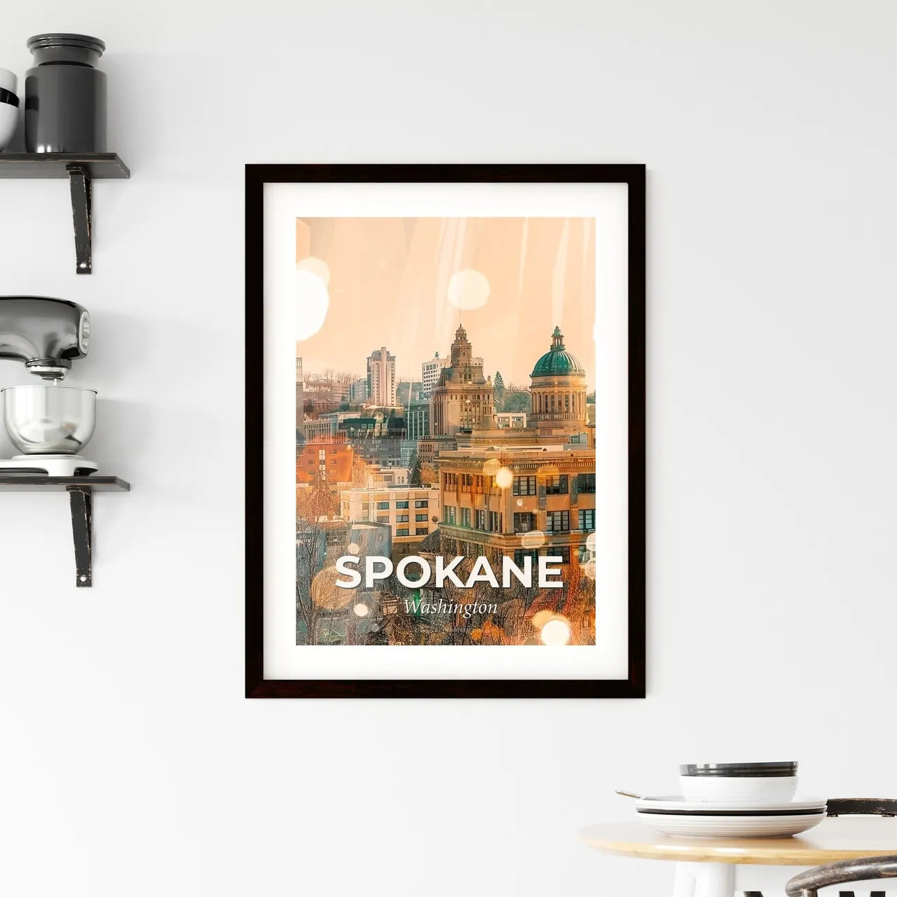Spokane: City Lights and Architecture Art Framed Print
